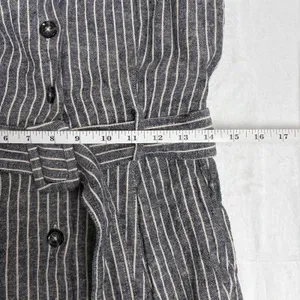 Banana Republic Linen-Blend Button Midi Dress Women's 6 Gray Pinstripe Chic Work thumbnail 7