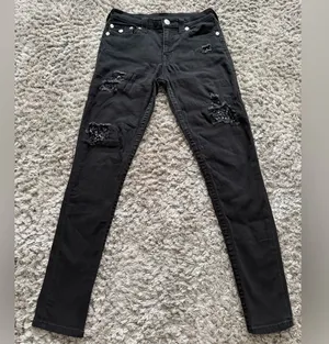 True Religion Black skinny jeans with silver studs Size 28 thumbnail 1