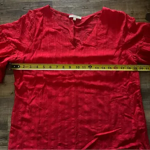Skies Are Blue Womens Red Short Sleeve Pleated Blouse Size Small thumbnail 4