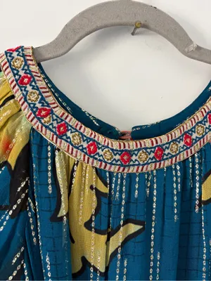 Anthropologie Verb Eulalia Shimmer Tunic Dress Hawaiian Blue Boho Cocktail Dress thumbnail 5