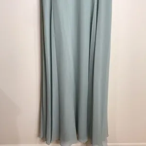 David's Bridal Women's Dusty Sage Long Spaghetti V Neck Formal Dress 4 thumbnail 5