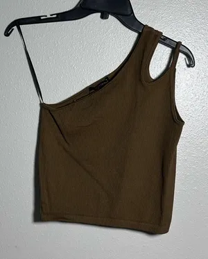Mixed Threads Women One Shoulder Brown Top Size S.‎ thumbnail 1