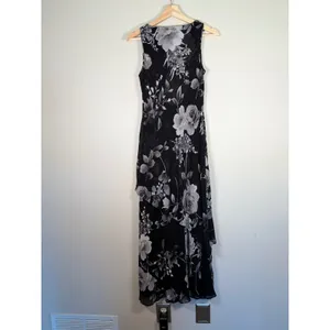 Spenser‎ Jeremy Silk Floral Maxi Dress Black White Beaded Cowl Neck Sz 6 thumbnail 6