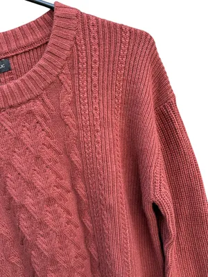 NWT Banana Republic Mixed Cable Knit Wool Blend Sweater Rust Size Small thumbnail 6