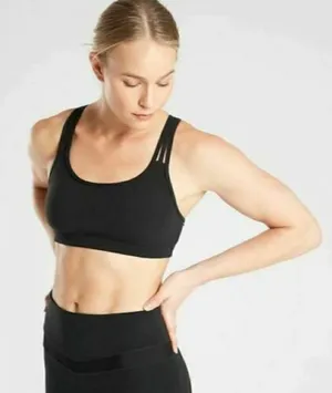 Athleta Fully‎ Focused Black Strappy Sports Bra XS thumbnail 1