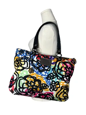 Coach Poppy Graphic Blossom Graffiti Colorful Floral Tote Purse thumbnail 1
