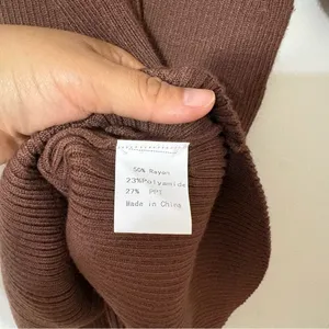 AVANTLOOK Bubble Sleeve Ribbed Sweater Mini Dress Brown NWT Size S thumbnail 7