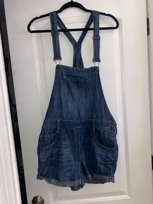 EXPRESS blue denim overalls / romper with adjustable straps and pockets size 8 thumbnail 2