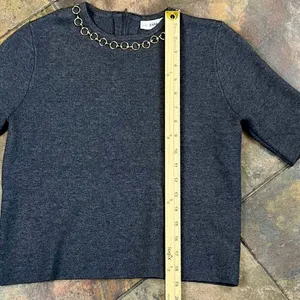 Zara Knit Short Sleeve Gold Chain Sweater Small thumbnail 6