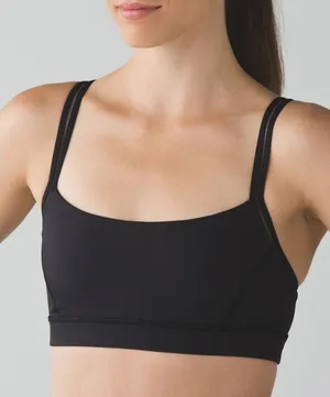 Lululemon Size 6 Straight Up Sports Bra Black Luxtreme Wicking Stretch Yoga Logo thumbnail 1