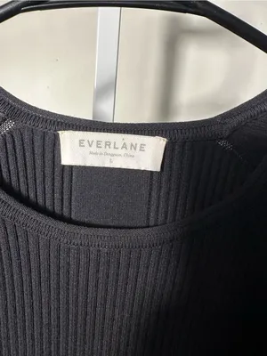 N82. Everlane Black Ribbed Midi Knit Dress thumbnail 2