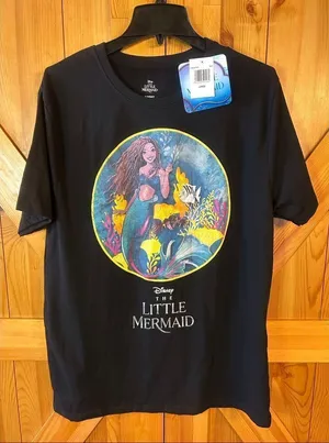 Disney The Little Mermaid Adult Black Graphic T-Shirt NWT Size Large (5533) thumbnail 1