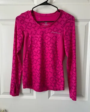 Brooks Equilibrium II Longsleeve Women's Sports Shirt Pink Geometric Size XS thumbnail 1