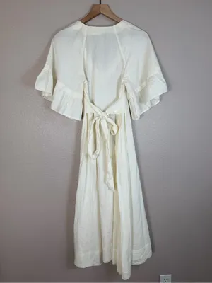 Free People Endless Summer What A Stunner Ruffle Midi Dress Ivory XS NEW $98 thumbnail 9