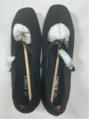Athmile Women’s Slip On Mary Jane Flats 11 Black Mesh Square Toe Strap Solid thumbnail 5
