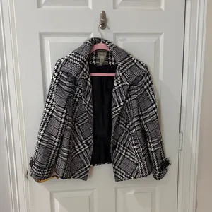 VINTAGE Chico's Black and White Patterned Jacket silver purple size 1 medium thumbnail 2