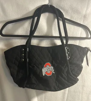 Ohio State‎ Buckeyes Quilted Tote Bag Black Embroidered Logo Zippered Shoulder thumbnail 1
