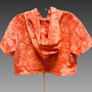 Hot &‎ Delicious Orange Tie-Dye Hooded Cropped Top-LG thumbnail 2