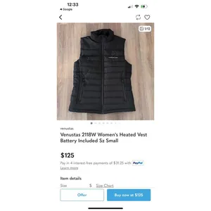 Venustas Black Quilted Heated Puffer Vest XL thumbnail 7