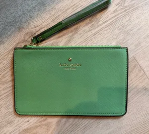 Kate Spade New York Green Saffiano Leather Zip Wristlet Clutch Wallet NWT thumbnail 1