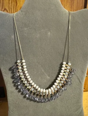 Gold Tone Beaded Chandelier Necklace thumbnail 1