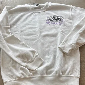 Gildan Olivia Rodrigo White Sweatshirt with Purple Graphic thumbnail 1