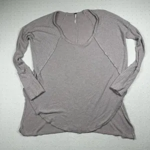 Free People Ventura Thermal Top Women’s Large Soft Purple Waffle Knit Boho thumbnail 1
