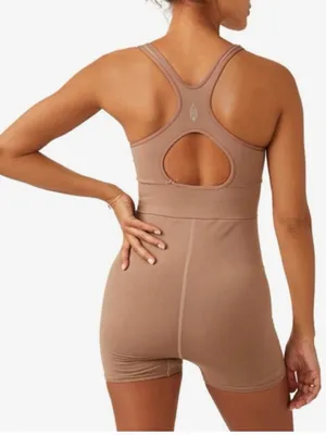Free People Movement Size M/L Every Single Time Runsie Moonrock Tan Bodysuit thumbnail 2