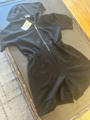 Short Sleeve Rompers Loose Half Zip One Piece Short Overalls Jumpsuit with Pockets Fall Outfits thumbnail 8