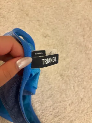 Blue One-Shoulder Triangl Bikini Sparkly with bag thumbnail 4