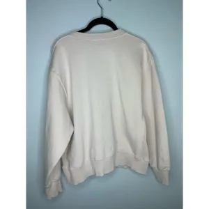 Zara Cream Crewneck Sweatshirt Women's Size Small Mock Neck Ribbed Pullover thumbnail 2