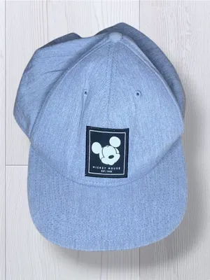 DISNEY Unsiex Mickey Mouse Baseball Cap - Light Wash Blue Denim Canvas Hat thumbnail 2