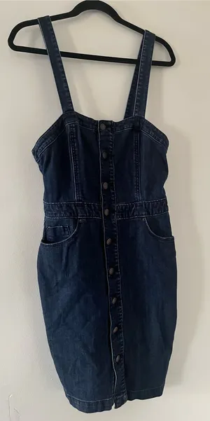 Universal Thread 100% Cotton Denim Mini Dress 8 Button Front Western Cowgirl thumbnail 1