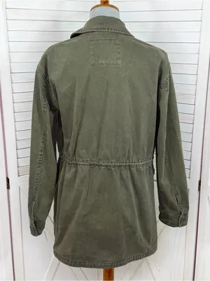 Levi’s Denim Military Utility Anorak Jacket Olive Green Small Full Zip Cotton thumbnail 4