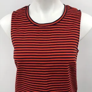 J Crew sleeveless orange navy blue ruffle top thumbnail 4