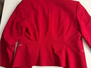 Express Red Open-Front Blazer with Silver Zippers thumbnail 4