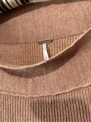 Free People Dusty Rose Wide-Neck Knit Sweater • Size Small thumbnail 5
