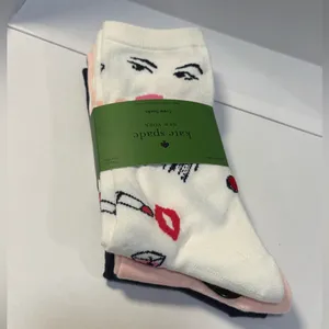 Kate Spade New York Crew Socks 3-Pack Face Lipstick Print NWT thumbnail 2