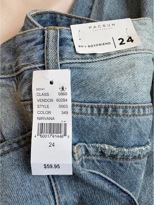 Pacsun 90's Boyfriend Jeans Size 24 in Nirvana Light Blue with Distressed Rips thumbnail 4