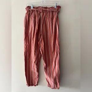 Thread & Supply Pink and White Linen‎ Paperbag Pants thumbnail 3
