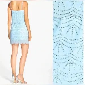 Xscape Rhinestone Beaded Tiered Formal Mini Dress Light Aqua Prom Homecoming 2 thumbnail 3