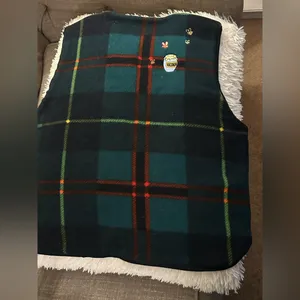 Disney Vest Womens L Winnie The Pooh Tartan Plaid Fleece Embroidered Vintage. thumbnail 6