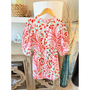 RHODE Pia Mini Dress Womens Lago Vine Floral Pink Blue Size 2 thumbnail 6
