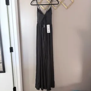 NWT Azazie Raya Black Stretch Satin Maxi Dress | 4 thumbnail 6