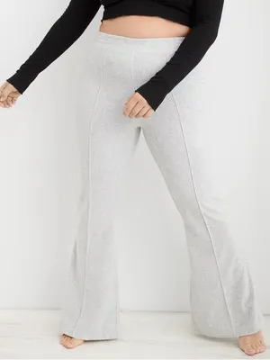 Aerie Groove-On Rib Velour Flare Pant Grey Size XS Regular thumbnail 1
