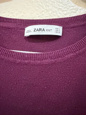 Zara Knit Lightweight Burgundy Thin Crewneck Sweater Size S thumbnail 5