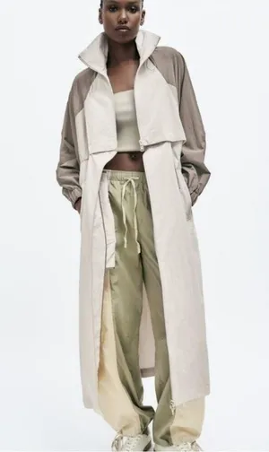 Zara 2 in 1 Parachute Jacket convertible full length coat rain waterproof thumbnail 3