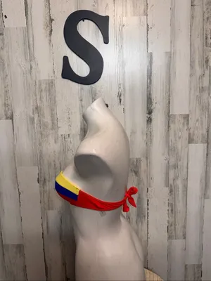 SheIn Colombia Flag Colorblock Bandeau Bikini Top Womens Small Yellow Blue Red thumbnail 2