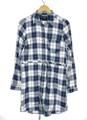 Abercrombie & Fitch Dress Plaid Button Down Shirt Dress Western Size Small thumbnail 1