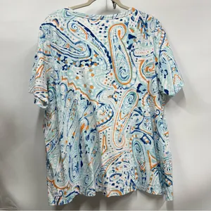 Chico's paisley v-neck tee t-shirt womens Size 3 (XL) blue short sleeve beach thumbnail 7